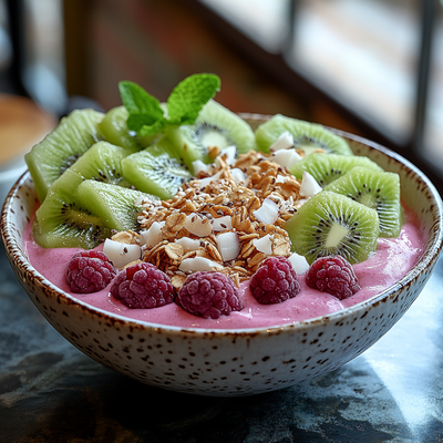 Tropical Kiwi and Coconut Granola Smoothie Bowl